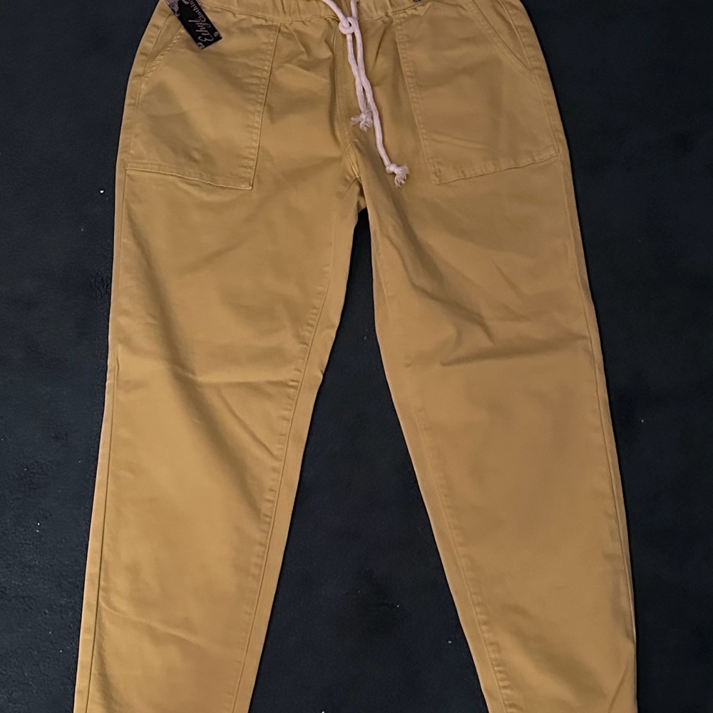 Women's Drawstring Chinos in Tan